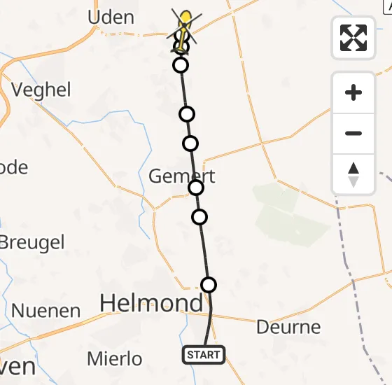 Vlucht Traumahelikopter PH-LLN van Helmond naar Vliegbasis Volkel op vrijdag 26 april 2024 8:01