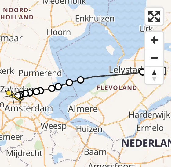 Vlucht Traumahelikopter PH-TTR van Dronten naar Amsterdam Heliport op vrijdag 26 april 2024 9:03