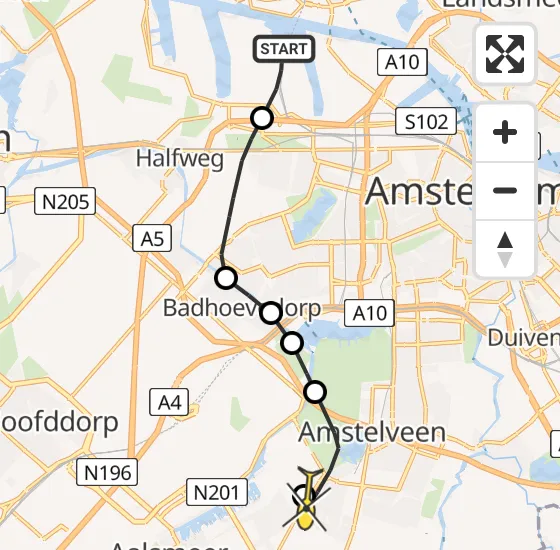 Vlucht Traumahelikopter PH-TTR van Amsterdam Heliport naar Amstelveen op vrijdag 26 april 2024 10:53