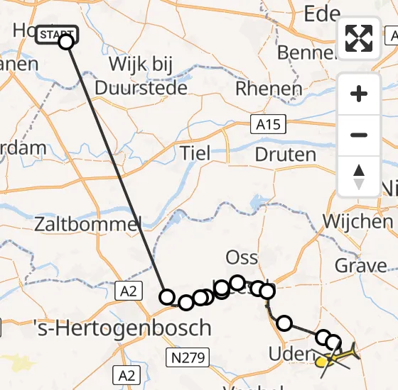 Vlucht Politiehelikopter PH-PXE van Houten naar Vliegbasis Volkel op vrijdag 26 april 2024 11:54
