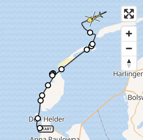 Vlucht Kustwachthelikopter PH-BSR van Julianadorp naar  op vrijdag 26 april 2024 18:05