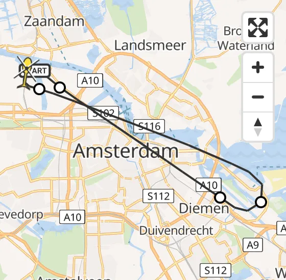 Vlucht Traumahelikopter PH-TTR van Amsterdam Heliport naar Amsterdam Heliport op vrijdag 26 april 2024 22:41