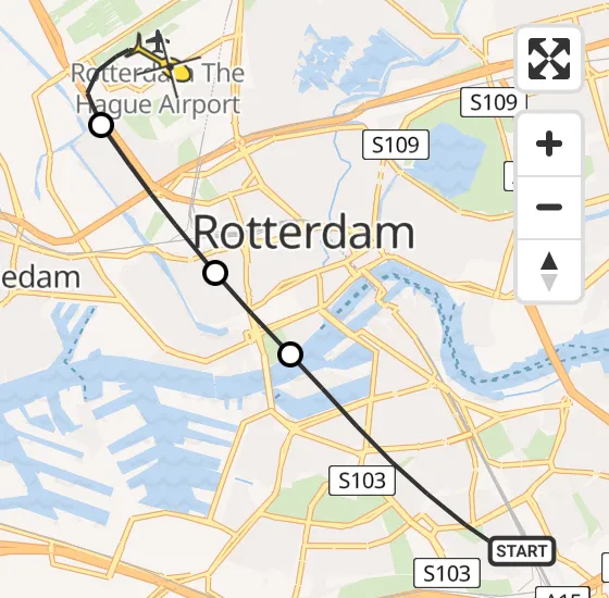 Vlucht Traumahelikopter PH-UMC van Rotterdam naar Rotterdam The Hague Airport op vrijdag 26 april 2024 23:57
