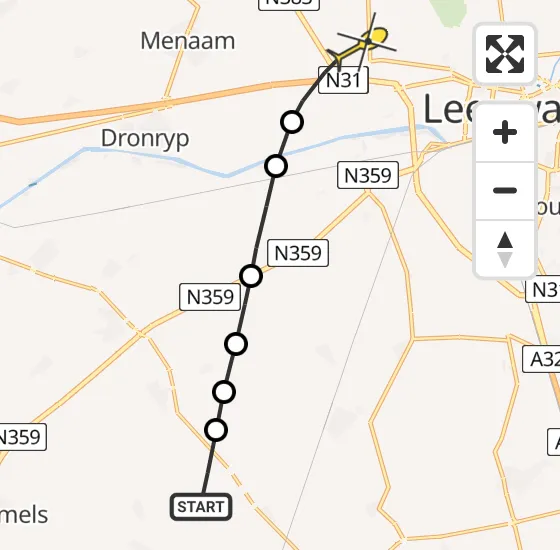 Vlucht Ambulancehelikopter PH-OOP van Britswert naar Marsum op zaterdag 27 april 2024 0:42