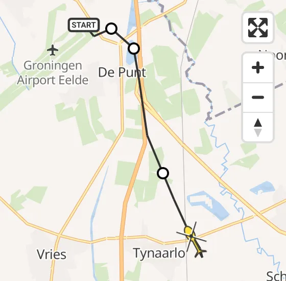 Vlucht Traumahelikopter PH-DOC van Groningen Airport Eelde naar Tynaarlo op zaterdag 27 april 2024 14:57