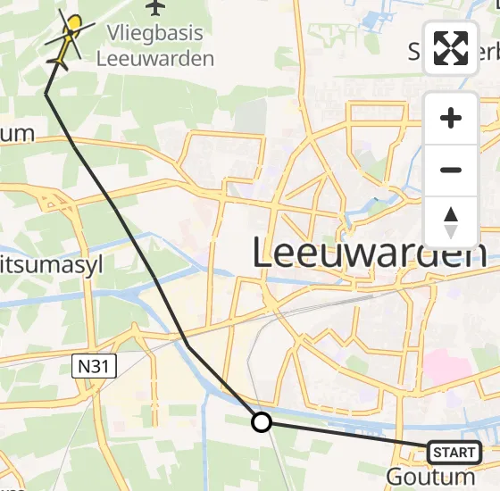 Vlucht Ambulancehelikopter PH-OOP van Goutum naar Vliegbasis Leeuwarden op zaterdag 27 april 2024 18:43
