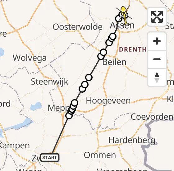 Vlucht Traumahelikopter PH-DOC van Zwolle naar Assen op zaterdag 27 april 2024 21:08