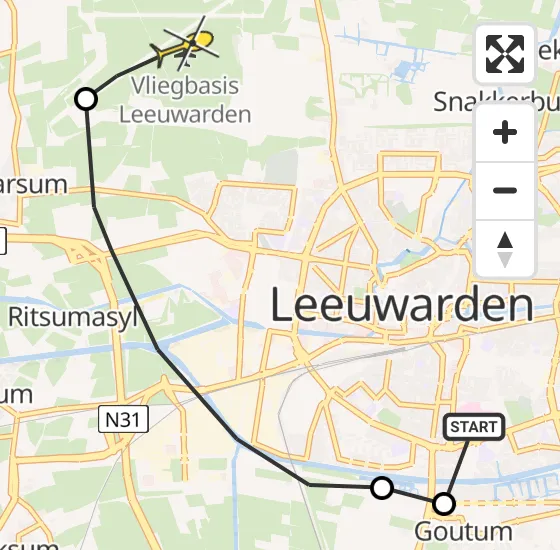 Vlucht Ambulancehelikopter PH-OOP van Leeuwarden naar Vliegbasis Leeuwarden op zondag 28 april 2024 2:59
