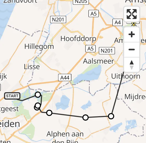Vlucht Politiehelikopter PH-PXA van Warmond naar Amstelveen op zondag 28 april 2024 11:12