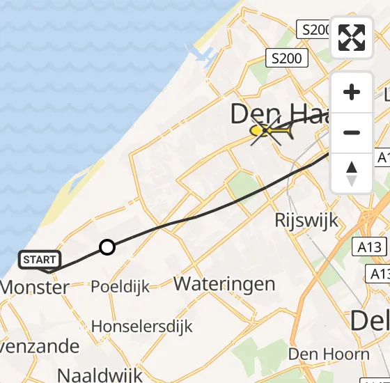 Vlucht Traumahelikopter PH-UMC van Monster naar Den Haag op zondag 28 april 2024 14:04