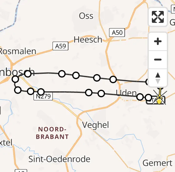 Vlucht Traumahelikopter PH-LLN van Vliegbasis Volkel naar Vliegbasis Volkel op zondag 28 april 2024 20:17