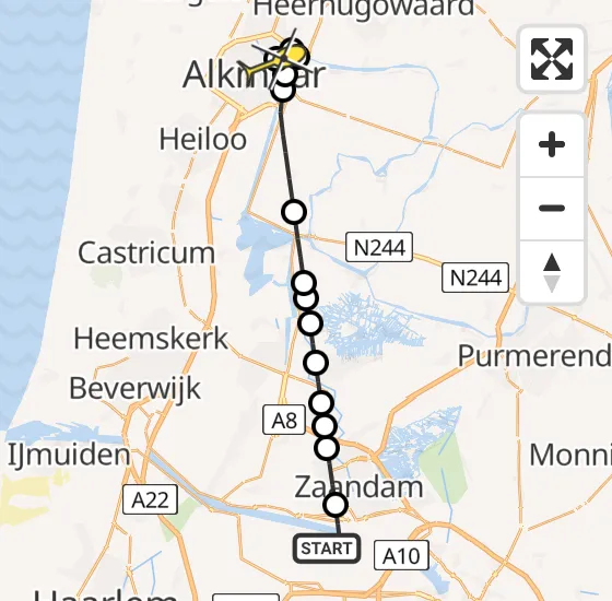 Vlucht Traumahelikopter PH-TTR van Amsterdam Heliport naar Alkmaar op zondag 28 april 2024 23:18