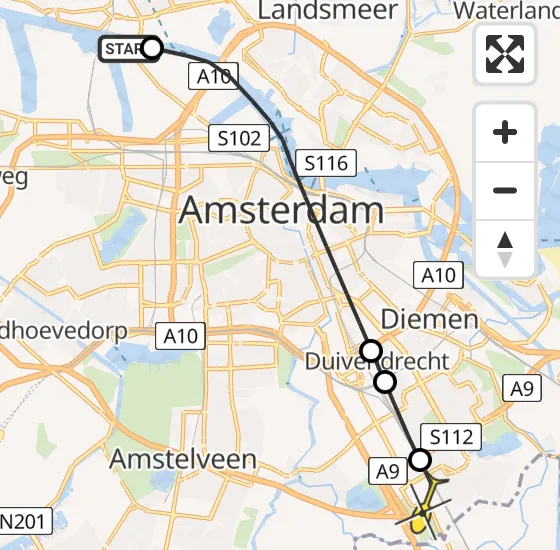 Vlucht Traumahelikopter PH-TTR van Amsterdam Heliport naar Academisch Medisch Centrum (AMC) op maandag 29 april 2024 8:35