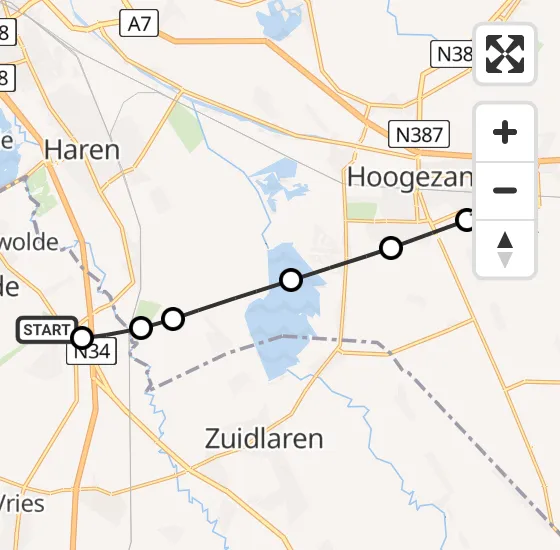 Vlucht Traumahelikopter PH-DOC van Groningen Airport Eelde naar Sappemeer op maandag 29 april 2024 8:39