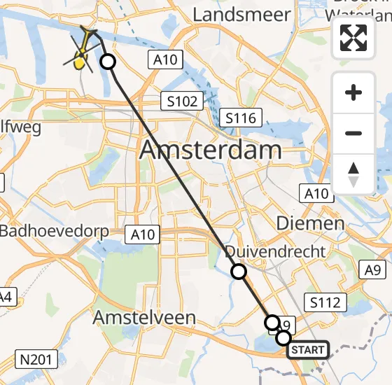 Vlucht Traumahelikopter PH-TTR van Academisch Medisch Centrum (AMC) naar Amsterdam Heliport op maandag 29 april 2024 9:07