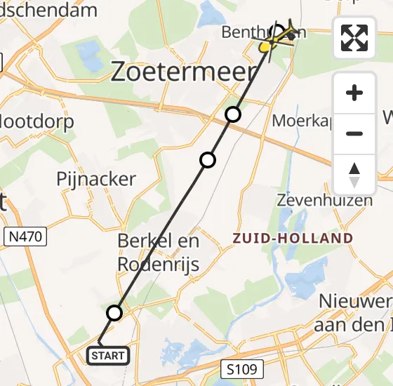 Vlucht Traumahelikopter PH-UMC van Rotterdam The Hague Airport naar Benthuizen op maandag 29 april 2024 13:52