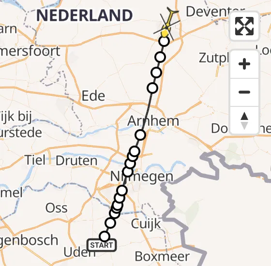 Vlucht Traumahelikopter PH-LLN van Zeeland naar Apeldoorn op maandag 29 april 2024 17:03