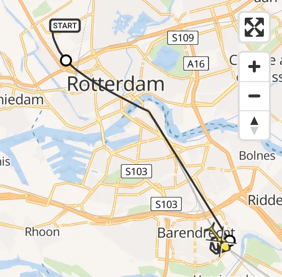 Vlucht Politiehelikopter PH-PXA van Rotterdam The Hague Airport naar Barendrecht op maandag 29 april 2024 18:05