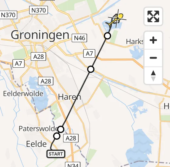Vlucht Traumahelikopter PH-DOC van Groningen Airport Eelde naar Meerstad op maandag 29 april 2024 18:14