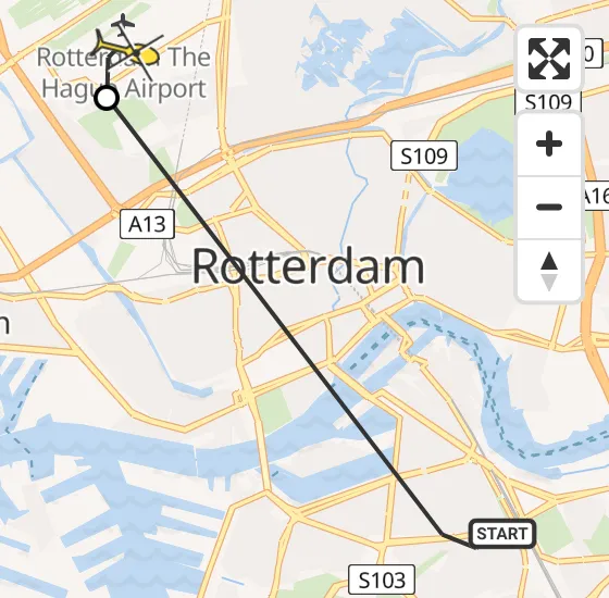 Vlucht Traumahelikopter PH-UMC van Rotterdam naar Rotterdam The Hague Airport op dinsdag 30 april 2024 6:59