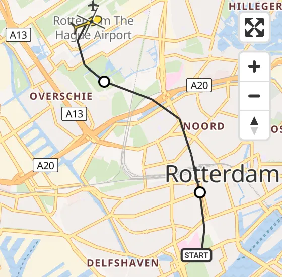 Vlucht Traumahelikopter PH-UMC van Erasmus MC naar Rotterdam The Hague Airport op dinsdag 30 april 2024 16:06