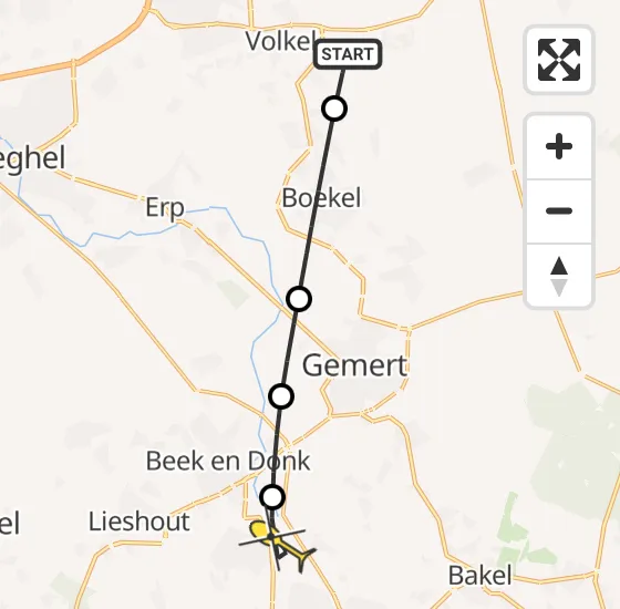 Vlucht Traumahelikopter PH-LLN van Volkel naar Aarle-Rixtel op dinsdag 30 april 2024 16:50