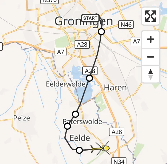 Vlucht Traumahelikopter PH-DOC van Universitair Medisch Centrum Groningen naar Groningen Airport Eelde op dinsdag 30 april 2024 16:52