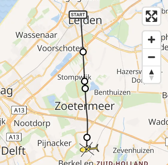 Vlucht Traumahelikopter PH-UMC van Leiden naar Berkel en Rodenrijs op dinsdag 30 april 2024 20:39