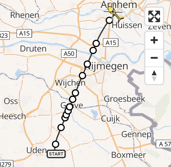 Vlucht Traumahelikopter PH-LLN van Vliegbasis Volkel naar Arnhem op woensdag 1 mei 2024 2:53