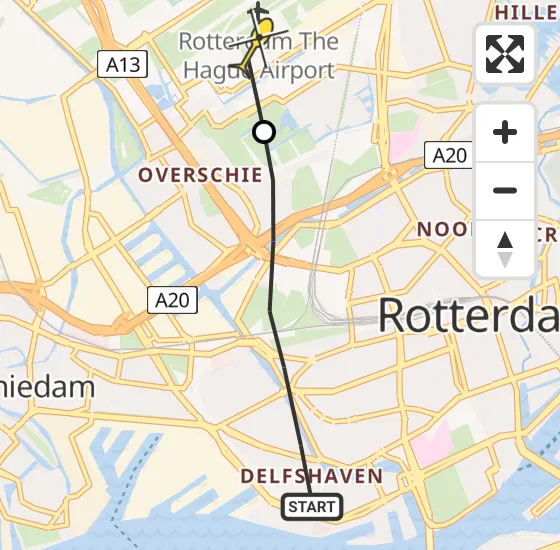 Vlucht Traumahelikopter PH-UMC van Rotterdam naar Rotterdam The Hague Airport op woensdag 1 mei 2024 7:22