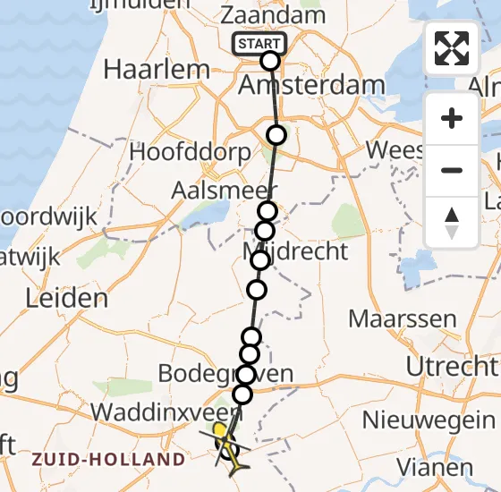 Vlucht Traumahelikopter PH-TTR van Amsterdam Heliport naar Haastrecht op woensdag 1 mei 2024 11:39