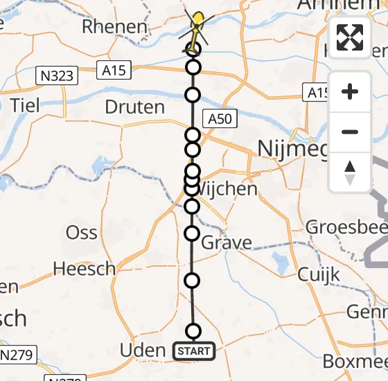 Vlucht Traumahelikopter PH-LLN van Vliegbasis Volkel naar Randwijk op woensdag 1 mei 2024 11:57