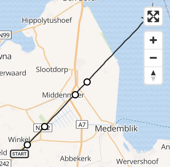 Vlucht Ambulancehelikopter PH-OOP van Nieuwe Niedorp naar Wieringerwerf op woensdag 1 mei 2024 15:47