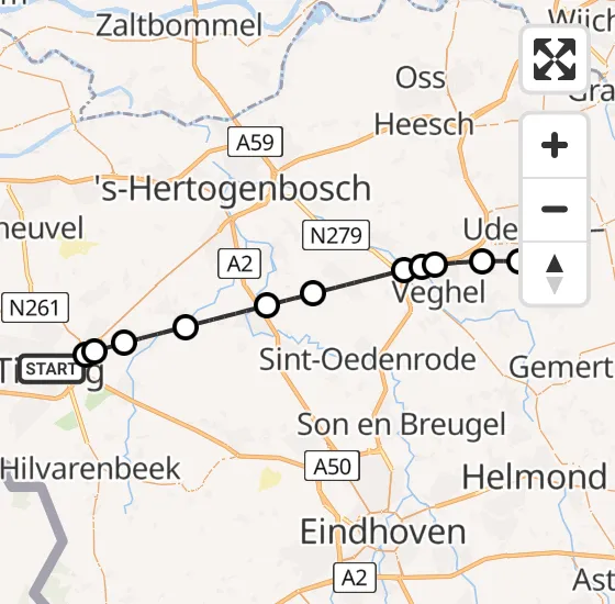 Vlucht Traumahelikopter PH-LLN van Tilburg naar Vliegbasis Volkel op woensdag 1 mei 2024 19:41