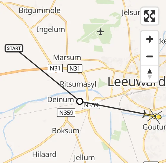 Vlucht Ambulancehelikopter PH-OOP van Menaam naar Leeuwarden op donderdag 2 mei 2024 9:12