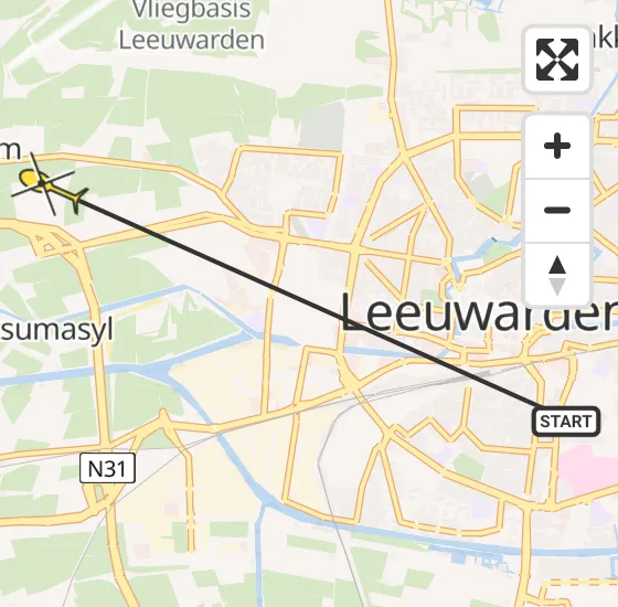 Vlucht Ambulancehelikopter PH-OOP van Leeuwarden naar Leeuwarden op donderdag 2 mei 2024 9:49