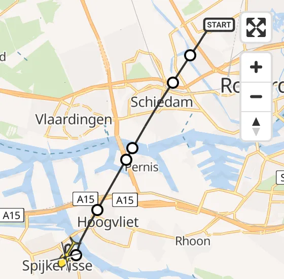 Vlucht Traumahelikopter PH-UMC van Rotterdam The Hague Airport naar Spijkenisse op donderdag 2 mei 2024 12:10