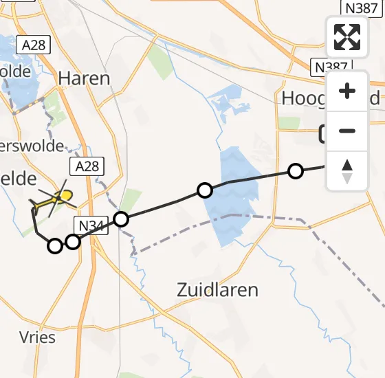 Vlucht Traumahelikopter PH-DOC van Hoogezand naar Groningen Airport Eelde op donderdag 2 mei 2024 12:10