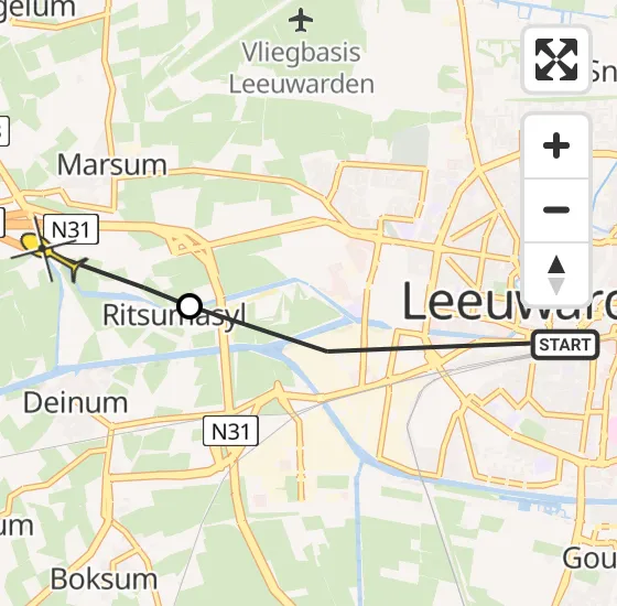 Vlucht Ambulancehelikopter PH-OOP van Leeuwarden naar Marsum op donderdag 2 mei 2024 12:43