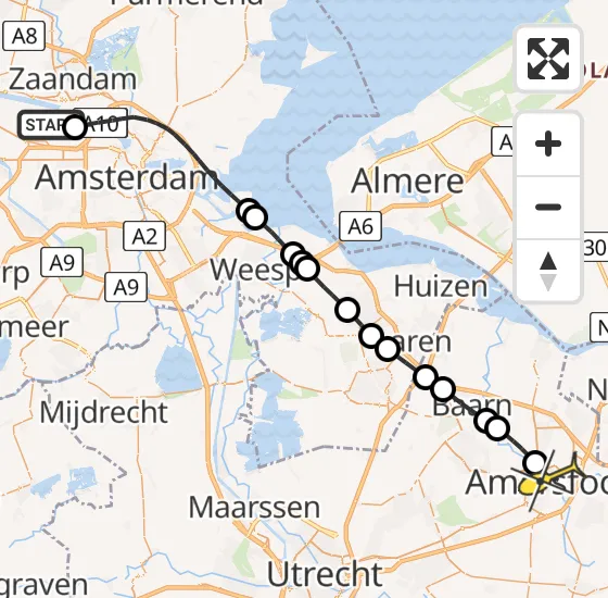 Vlucht Traumahelikopter PH-TTR van Amsterdam Heliport naar Amersfoort op vrijdag 3 mei 2024 7:20