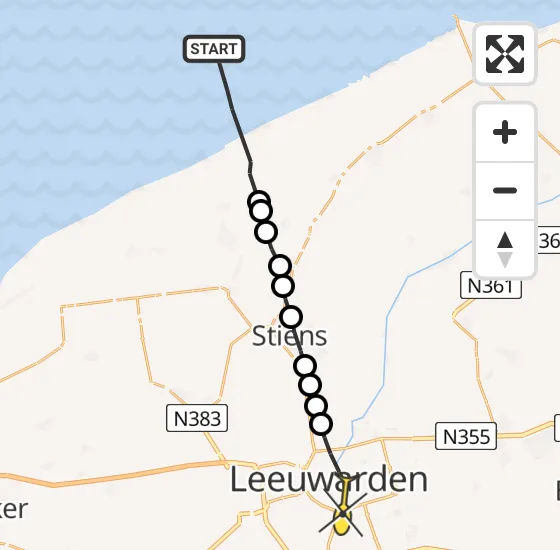 Vlucht Ambulancehelikopter PH-OOP van Marrum naar Leeuwarden op zaterdag 4 mei 2024 3:49