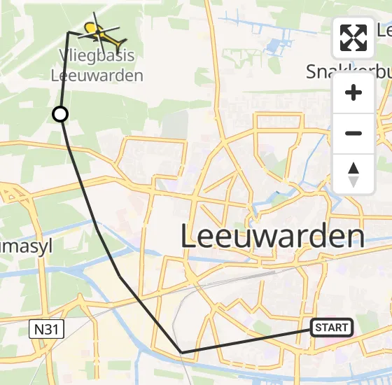 Vlucht Ambulancehelikopter PH-OOP van Leeuwarden naar Vliegbasis Leeuwarden op zaterdag 4 mei 2024 4:26
