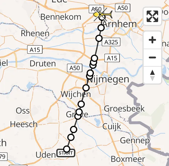 Vlucht Traumahelikopter PH-LLN van Vliegbasis Volkel naar Arnhem op zaterdag 4 mei 2024 6:29