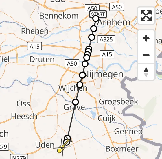 Vlucht Traumahelikopter PH-LLN van Arnhem naar Vliegbasis Volkel op zaterdag 4 mei 2024 6:51