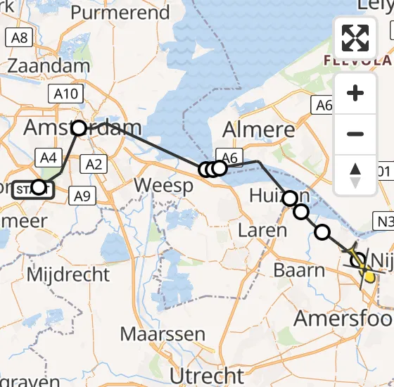 Vlucht Politiehelikopter PH-PXZ van Schiphol naar Nijkerk op zaterdag 4 mei 2024 7:28