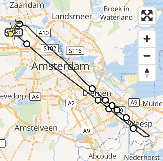 Vlucht Traumahelikopter PH-TTR van Amsterdam Heliport naar Amsterdam Heliport op zaterdag 4 mei 2024 7:54
