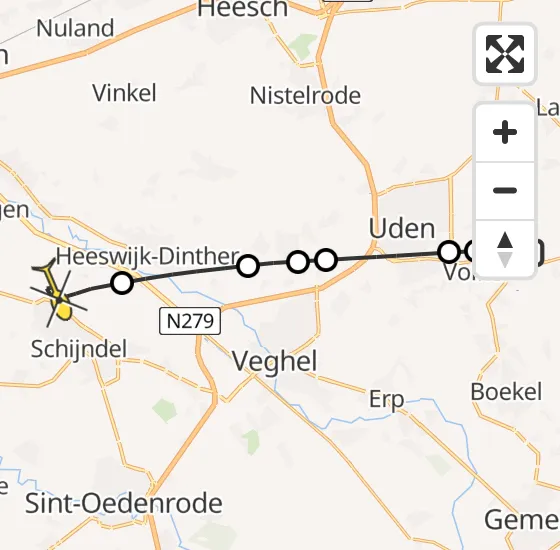 Vlucht Traumahelikopter PH-LLN van Vliegbasis Volkel naar Schijndel op zaterdag 4 mei 2024 10:36