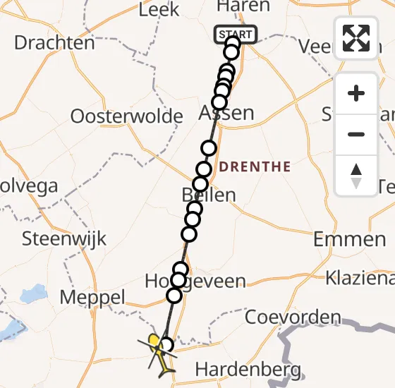 Vlucht Traumahelikopter PH-DOC van Groningen Airport Eelde naar Balkbrug op zaterdag 4 mei 2024 11:48