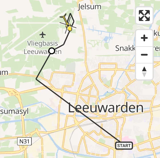 Vlucht Ambulancehelikopter PH-OOP van Leeuwarden naar Vliegbasis Leeuwarden op zaterdag 4 mei 2024 15:06