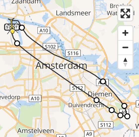 Vlucht Traumahelikopter PH-TTR van Amsterdam Heliport naar Amsterdam Heliport op zaterdag 4 mei 2024 15:39